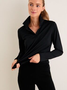 Tuckernuck TNuck Sport Black Long Sleeve Performance Jersey Caroline Polo Large